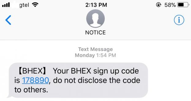 حساب ثبت نام BHEX