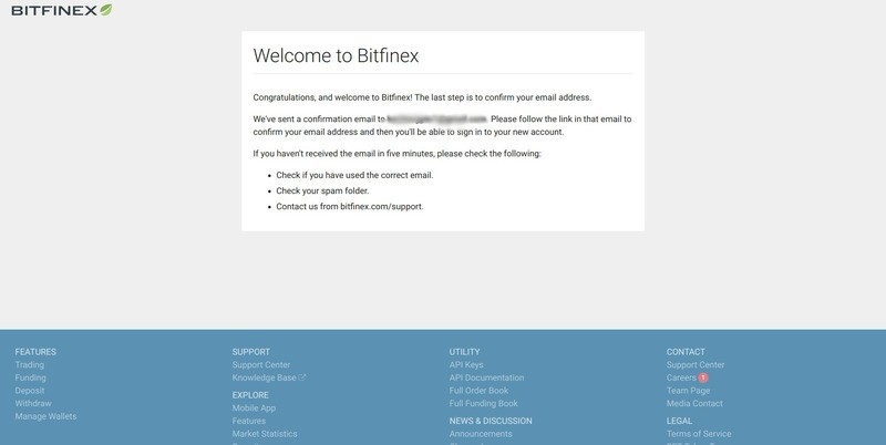 Selanjutnya, klik tautan verifikasi di email yang Anda daftarkan dengan Bitfinex.