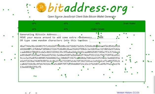 Di layar ini, situs web akan menghasilkan alamat bitcoin Anda.