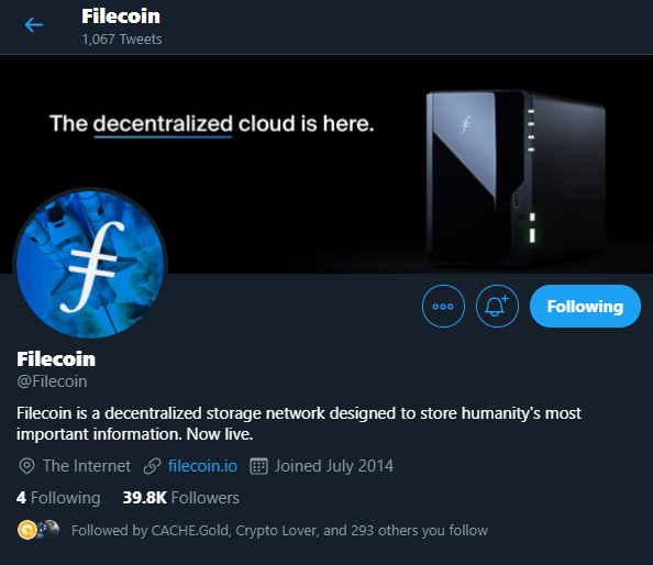 Filecoin (FIL) - Twitter