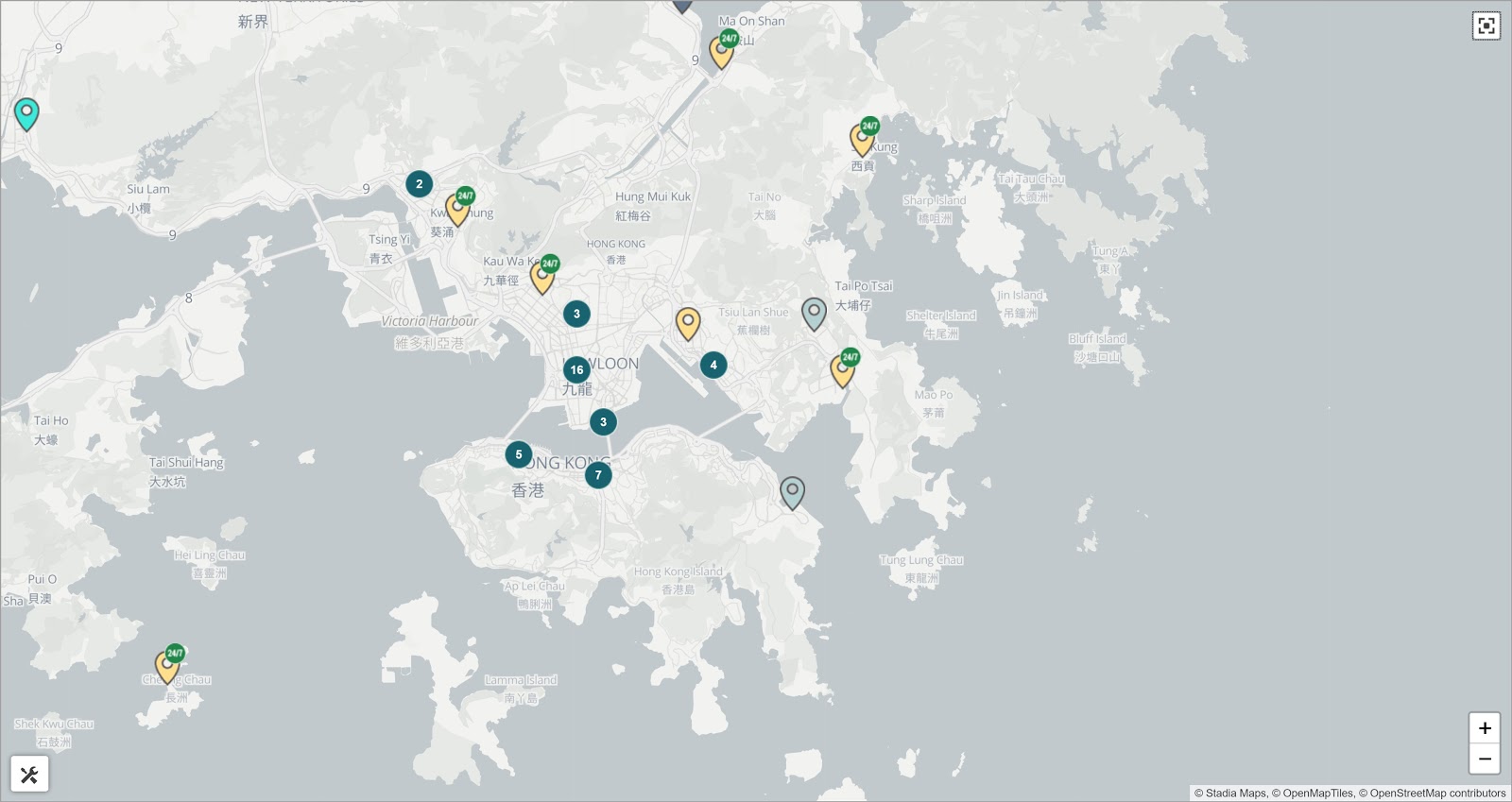Peta ATM Bitcoin di dan sekitar Hong Kong