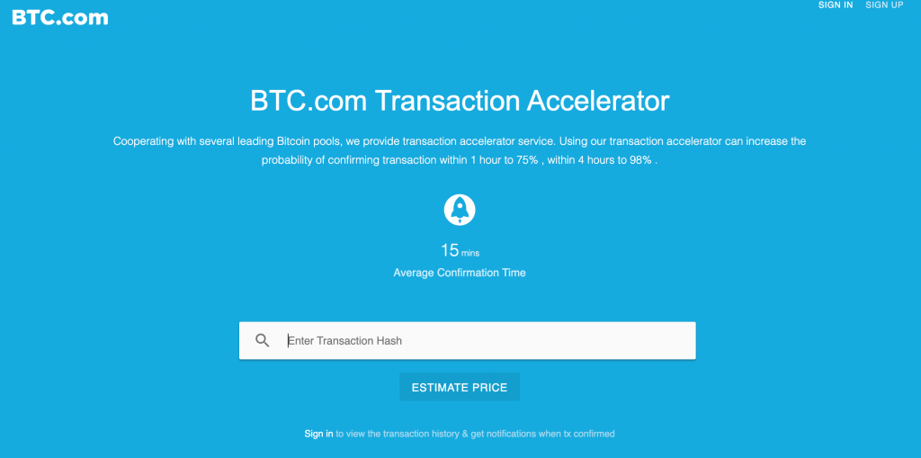 BTC.com Acceleratore di transazioni Bitcoin